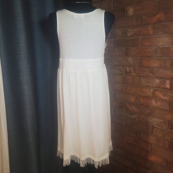 NWOT! World Wide Love White Sleeveless Cotton Knit Lace Overlay Dress - Size S - Picture 7 of 12